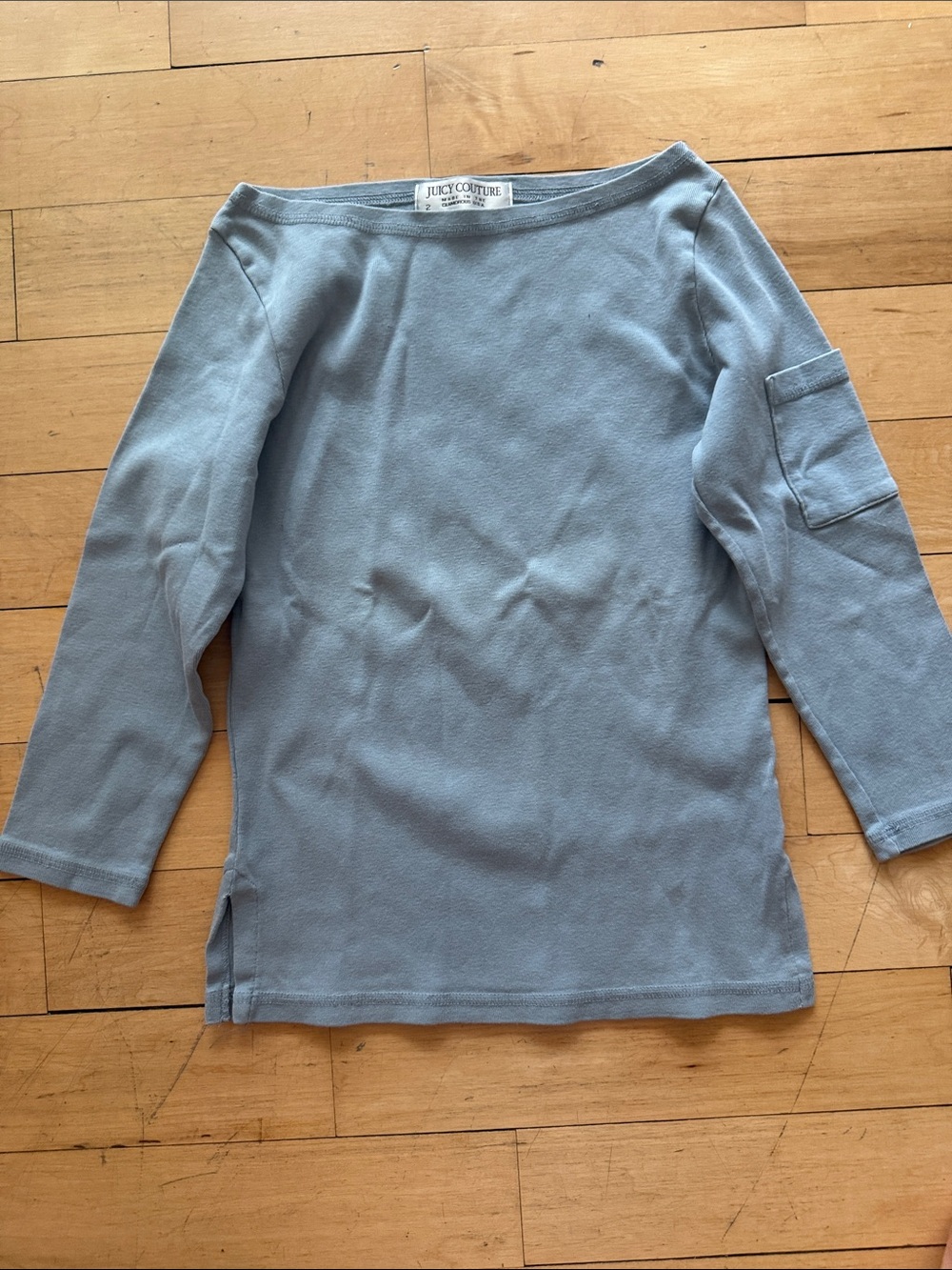 Juicy Couture Light Blue Boatneck Long Sleeve Top